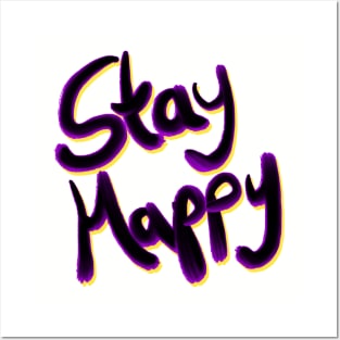 Stay Happy Calligraphy Saying Posters and Art